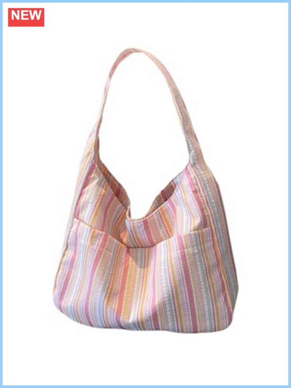 WDIRARA Striped Tote Bag Large Capacity Shoulder Bag Travel Handbag